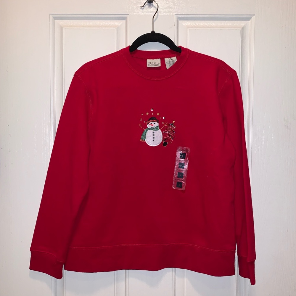 Vintage Red Christmas Snowman Sweatshirt NWT